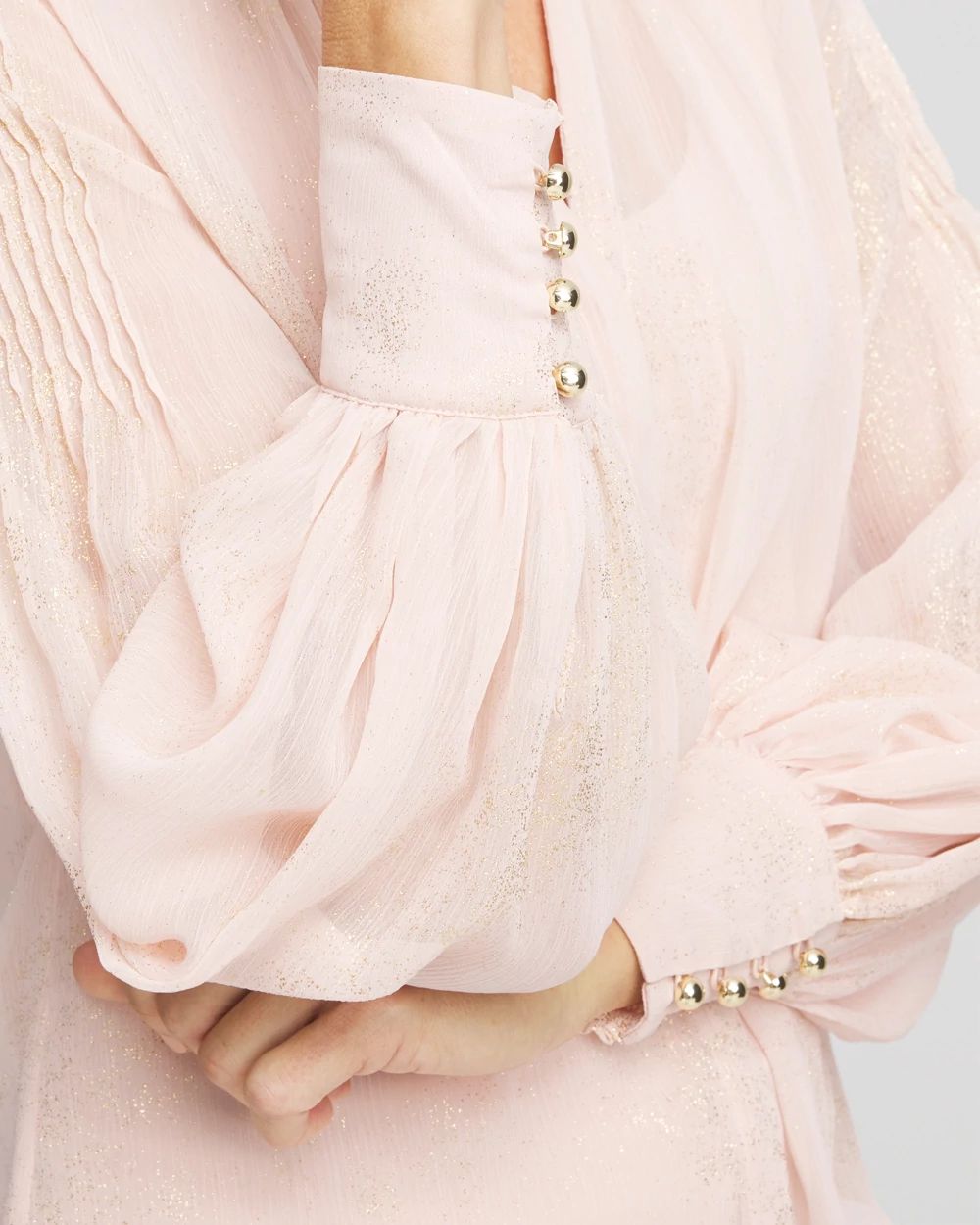 Gold Foil Chiffon Pintuck Blouse | Chico's